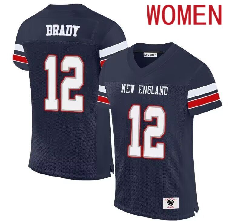 Women New England Patriots #12 Brady Blue 2024 Nike Limited NFL throwback Jersey->new england patriots->NFL Jersey